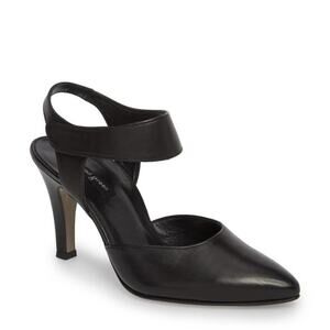 Paul Green Leather Nicolette Pump Black Pointed Toe Ankle Strap 5 UK 7.5…